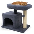 thumbnail image 1 of Gymax 19.5'' Small Cat Tree w/Large Padded Plush Perch Condo Sisal Scratching Posts Dark Grey, 1 of 10