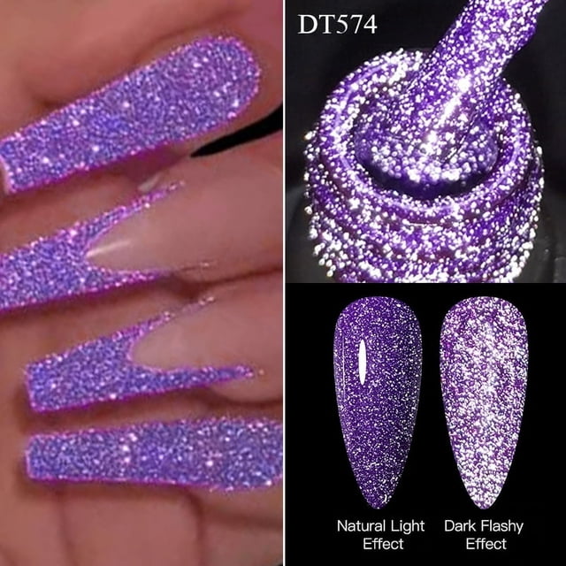 Bamboohart Vernis Gel Réfléchissant Fluorescent Rose 7 ml, Paillettes, Néon, Semi-Permanent, UV LED, Vernis Gel pour Nail Art, Manucure