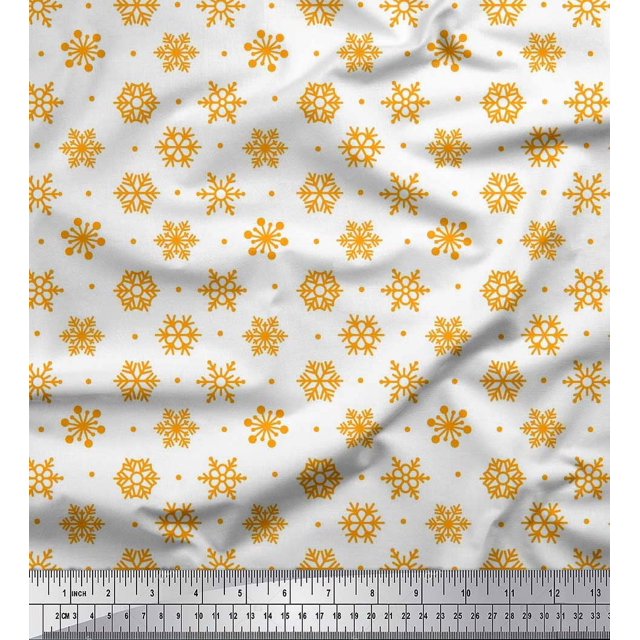 Soimoi Rayon Fabric Dot & Snow Flakes Floral Decor Fabric Printed Yard 56 Inch Wide