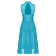 thumbnail image 4 of Sinleey Costumes de Danse Lyrique pour Femmes Robe Longue Fluide en Tulle Sans Manches à Sequins Moderne Contemporain Bleu Lac m, 4 of 6