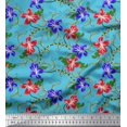 thumbnail image 1 of Soimoi Silk Fabric Leaves & Azalea Floral Print Fabric by The Yard 42 Inch Wide, 1 of 3