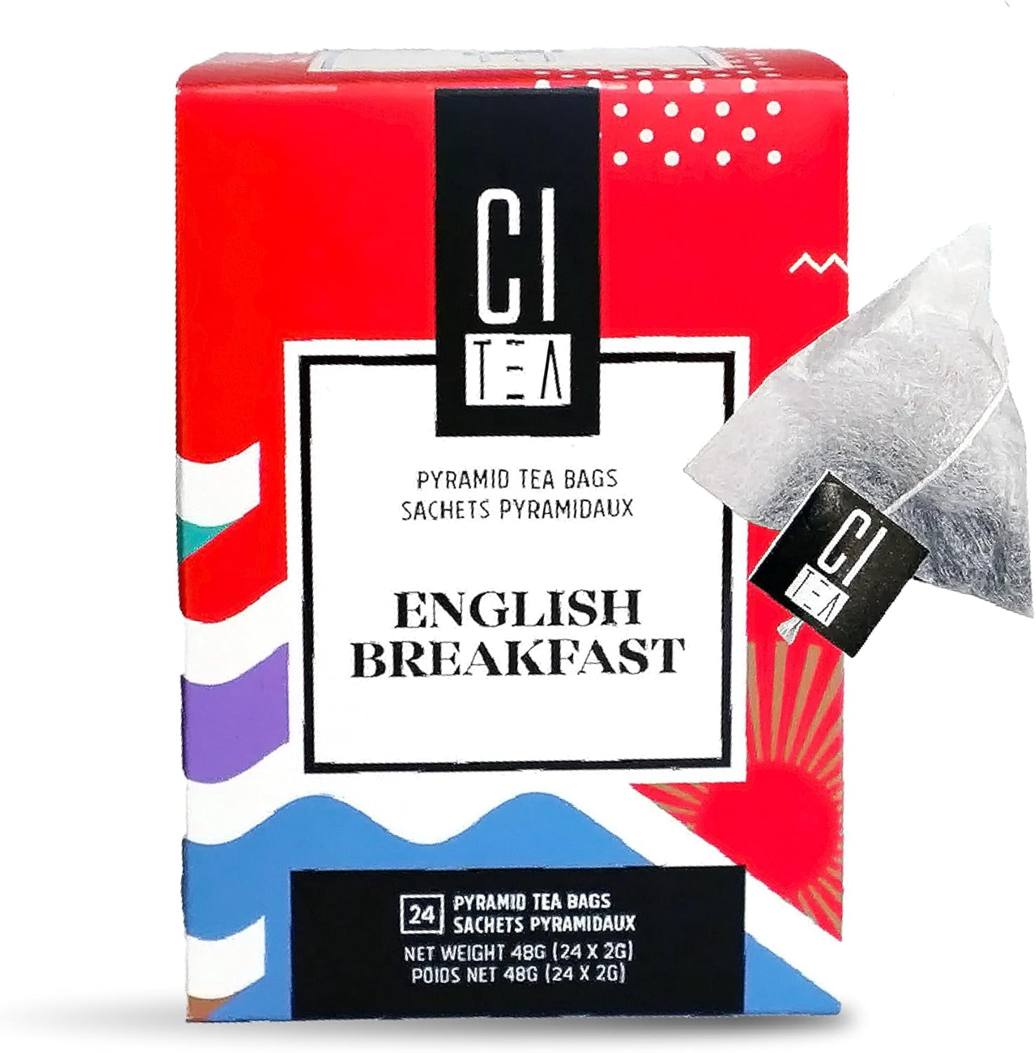 English Breakfast Black Tea in Tea Bags Individually Packaged - 2g x 24 Teabags - Citea