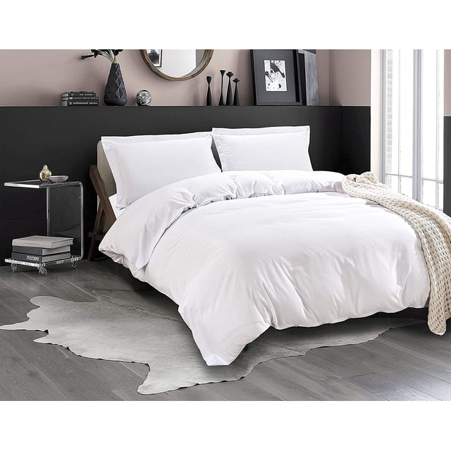 2-Piece Duvet Cover Set, 1800 Thread Count, Button Closure, Solid Color - Cooling, Breathable Material- Wrinkle, Fade, Stain Resistant, Twin/Twin XL, White