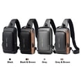 thumbnail image 3 of Men's Multi-functional PU Leather Crossbody Bag with Lockable Zipper & USB Charging Port - Ideal for Motorcycle Riding, Travel, Commuting & Outdoor Activities - Black & Brown Color Option - Size, 3 of 5