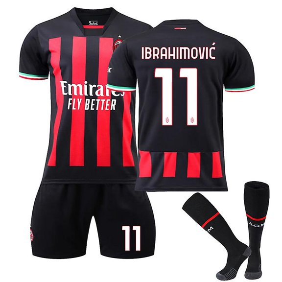 Ac Milan Domicile Enfants Hommes Maillot de Soccer Chandail d'Entraînement Ensemble 22/23 Ibrahimovic / Theo