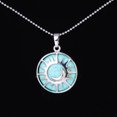 thumbnail image 1 of Pendant Flat Bead Natural Stone Crystal Quartz Silver Color Necklace Women Men, 1 of 6