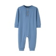thumbnail image 1 of tarylea Newborn Baby Girls Boys Clothes Crew Neck Button Rompers Long Sleeve Solid Color Jumpsuits Casual Fall Comfy Outfits, 1 of 5
