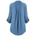 thumbnail image 3 of Leutsin Women Ladies Large Size Button Solid Lace V-Neck Long Sleeve Shirt Blouse, 3 of 5