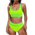 thumbnail image 1 of FAIWAD Womens 2 Piece Swimsuits Sports Color Block Bikini Sets Removable Bra Pad Full Coverage Bathing Suits for Girls, 1 of 5