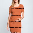 thumbnail image 1 of Ovzne Robes pour Femmes Robe Femme à la Mode Imprimée Plissée Jupe de Maternité à Manches Courtes Col Rond Robe Mi-Mollet Robe Grande Taille à Manches Courtes Imprimée Liquidation, 1 of 7