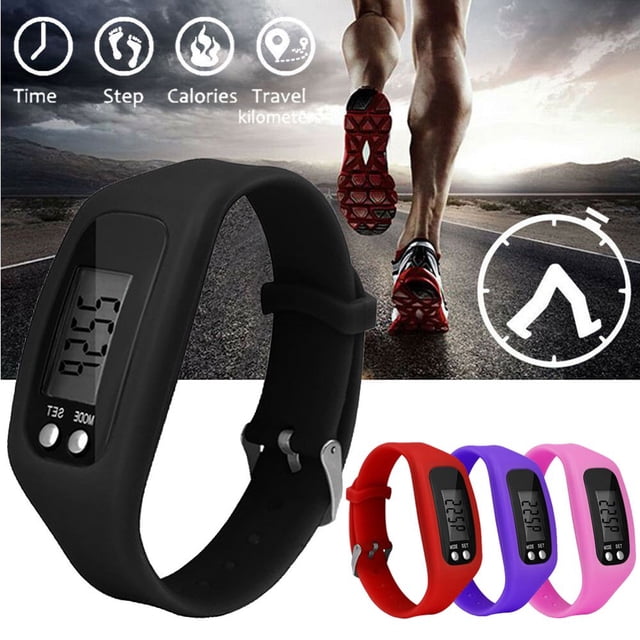 EIMELI Sport Running Silicone Pedometer Calorie Step Counter Digital Watch Bracelet