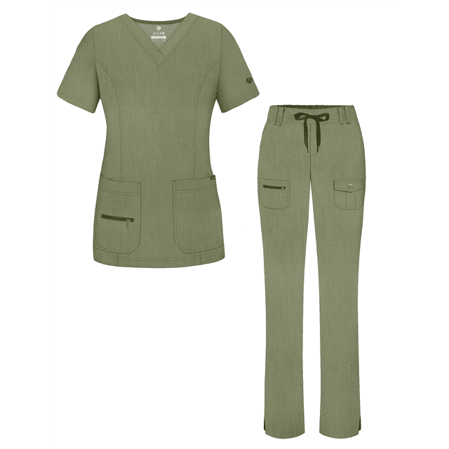 Adar Pro Heather Breakthrough Plus Ensemble de Sarrau pour Femmes - Haut à Col en V Amélioré et Pantalon à Multiples Poches