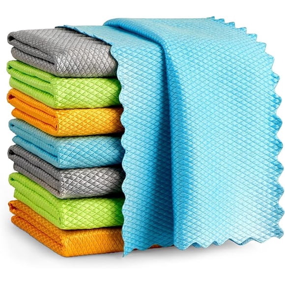 AIDEA Microfiber Glass Cleaning Cloth, 8PK, Premium Microfiber Glass and Window Cleaner, Lint Free Magic Cleaning Cloths for Glass, Windows, Windshields, Mirrors, Stainless Steel, 12"x12"