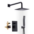 thumbnail image 1 of sumerain Matte Black Pressure Balance Shower Systems with 8 Inches Rain shower and Handheld, Rough-in Valve Body and Trim included, 1 of 5