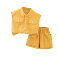 thumbnail image 1 of Penkiiy Mode Garçons T-Shirts Décontractés à Manches Courtes Col Rond Col Bouton Ensembles de Shorts Imprimés 6 Mois Jaune, 1 of 2