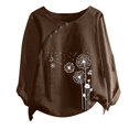 thumbnail image 4 of CHUANK Hauts pour Femmes en Liquidation à Moins de 10$ Hauts pour Femmes Décontractés Printemps Été Manches Longues Coton Lin Imprimé Graphique Pissenlit Col Rond Blouses Vintage Grande Taille, 4 of 4