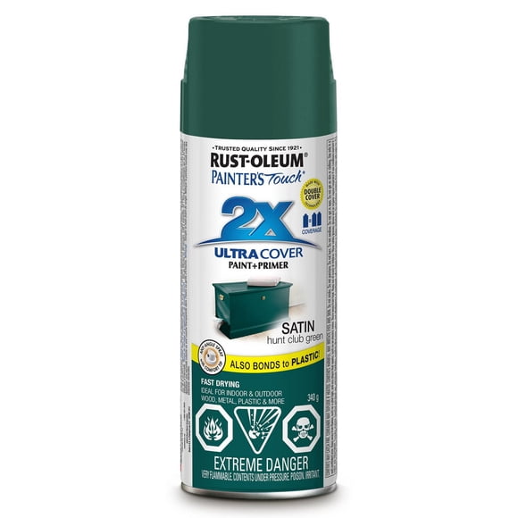 Rust-Oleum Painter's Touch 2X Ultra Cover Multi-Purpose Paint and Primer in Satin Hunt Club Green, 340 G Aerosol Spray Paint