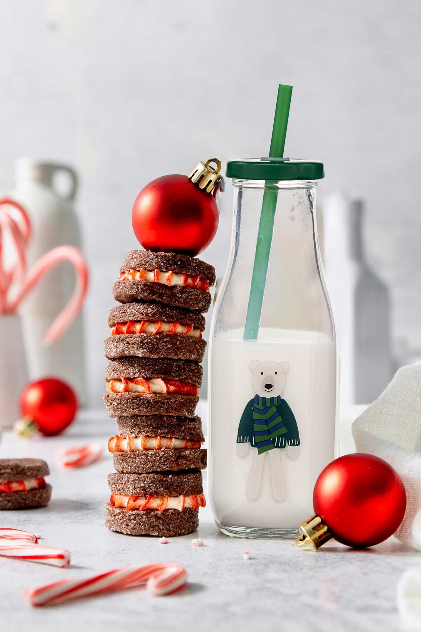 Holiday Time Bouteille de lait en verre Bear avec paille 14oz