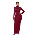 thumbnail image 1 of TopLLC Longues Robe à Manches à Col Rond pour Femme Décontractée Couleur Col Montant Manches Longues Extensible Ajustée Longue Robe Haut pour Femme, 1 of 6