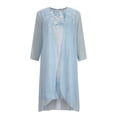 thumbnail image 4 of JUNWELL Robes pour Mère de la Mariée Ensemble Deux Pièces pour Femmes Robe Midi à Imprimé Floral avec Cardigan en Mousseline de Soie Formelle de Fête Sans Manches Grande Taille Robes d'Invitée de Mariage pour Femmes 2024 Tenue de Villégiature, 4 of 8