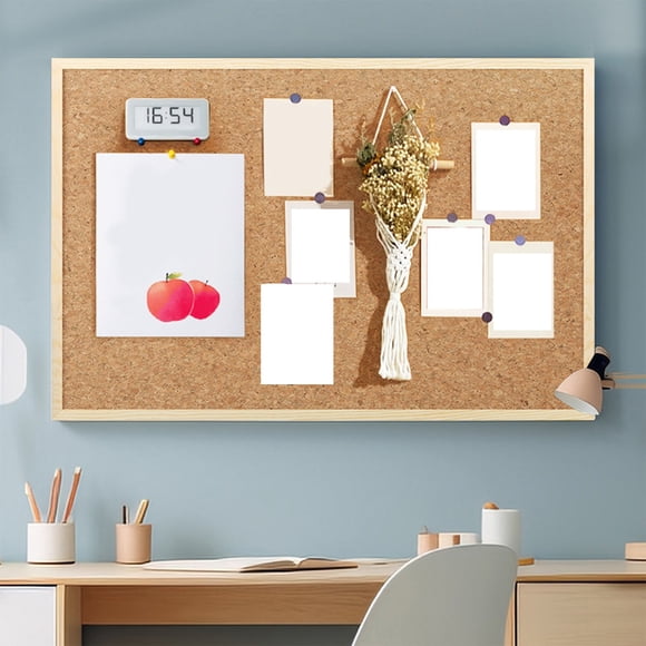 Wooden Cork Board Photo Display with Hemp Rope & Pins - Wall Hanging Message Board for Home Office Dorm - DIY Picture Collage Bulletin Board - No Drill Installation with Traceless Hooks