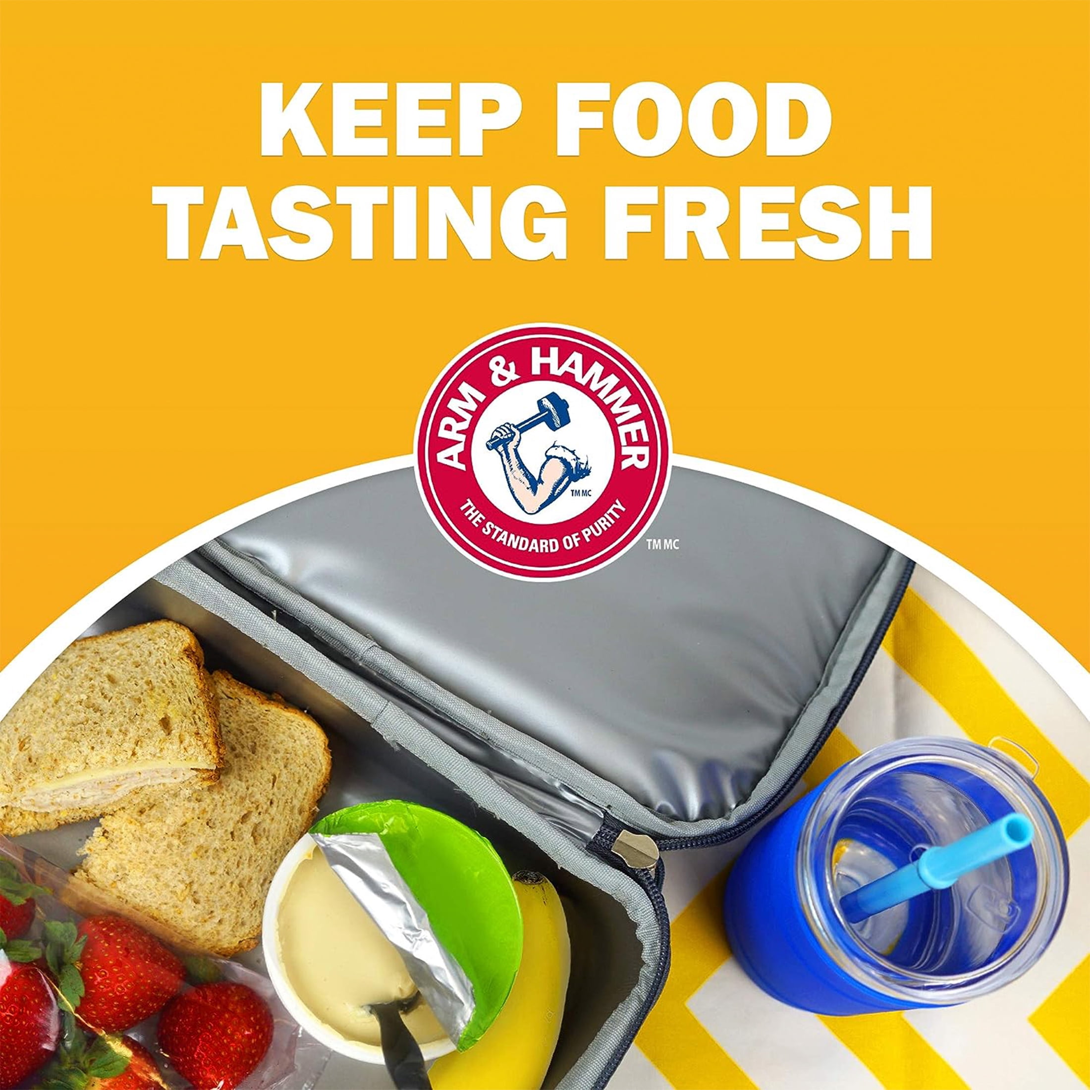 Désodorisant au bicarbonate de soude Arm & Hammer pour réfrigérateur et congélateur, 500g, Système de ventilation Flo-Thru, élimine les odeurs pour réfrigérateur et congélateur