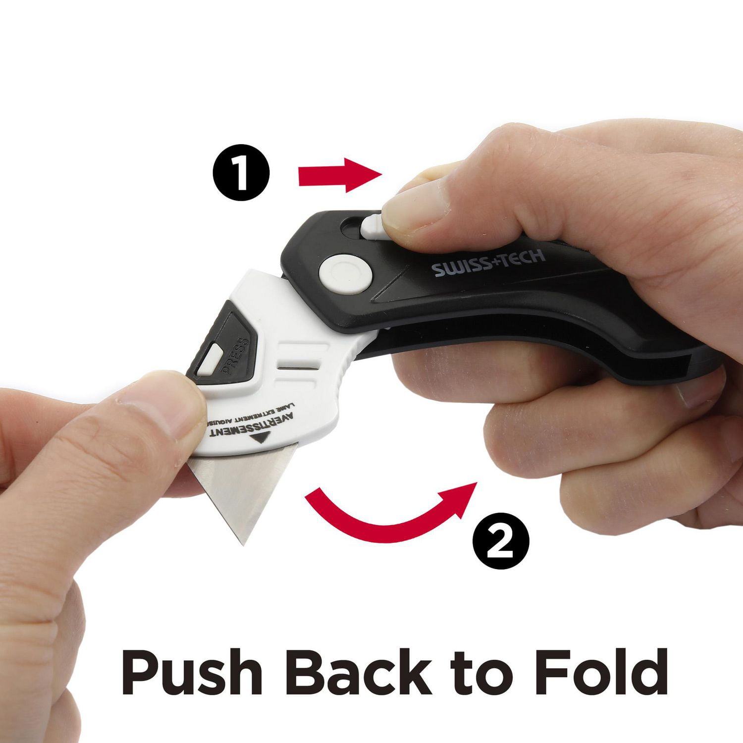 Couteau utilitaire pliant Swiss Tech, EDC pliable taille compacte, mécanisme de libération rapide