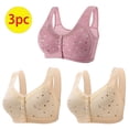 thumbnail image 3 of Bigersell Front Closure Sports Bras for Women 3pcs Push-Up Bra Style R-1 Breathable Lightly Lined Bras Pack R-1-khaki, 3 of 5