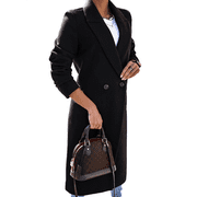 Women Long Wool Coats for Fall Winter Trench Coat Peacoat Double Breasted Blazer Jackets Overcoat Black XXL