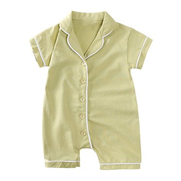 vdgthytj Barboteuse Justaucorps pour Nouveau-Né Garçon Fille, Col à Revers, Manches Courtes, Combinaison à Boutons, Vêtements d'Été pour Bébé 3-24 m