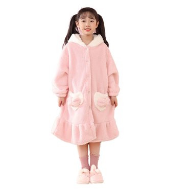 Beautyzll Peignoir à Capuche Épaissi pour Filles 6-15 Ans, Doux et Confortable, Long Peignoir de Pyjama avec Ceinture