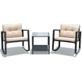 thumbnail image 3 of Gymax Set of 3 Rattan Rocking Chair Cushioned Sofa Unit Garden Patio Furniture, 3 of 7