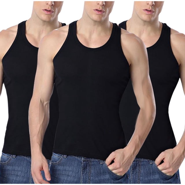 Timegard Tank Tops Men 3pc Round Neck Sleeveless Basic Tee Shirts Comfy Casual Workout Top Loungewear
