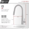 thumbnail image 4 of Stylish Siena 17 ¾" Ht Single Handle Brushed Stainless Steel Pull Down Kitchen Faucet K-135S, 4 of 14