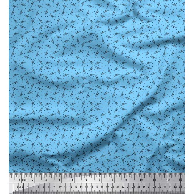 Soimoi Cotton Cambric Fabric Triangle & Saxophone Musical Instrument Print Fabric by Yard 56 Inch Wide