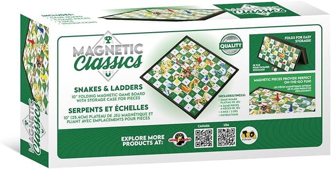 Tradeopia Magnetic Classics – 10 Inch Snakes & Ladders Game, Durable Magnetic Family Board Game for Home & Travel Fun
