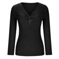 thumbnail image 4 of RKSTN Chandails pour Femmes Mode Uni Manches Longues Col Rond Chandail Décontracté Hauts Chandails d'Automne, 4 of 8