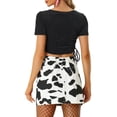 thumbnail image 3 of Unique Bargains Jupe Courte Mini Décontractée pour Femme à Imprimé Vache, Taille Haute, Dos Élastique, Blanc Noir P, 3 of 6