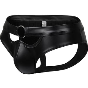 FhsagQ Underwear Mens Underwear Solid Color Comfortsoft Men's Lacquered Leather Hollow Ring Underwear Fashionable Underwear Mens Underwear Cotton Super Fit Black L