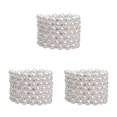 thumbnail image 2 of Thinsony Femmes Chic Perle Strass Bracelet Stretch Mariage pour Mariée Blanc 7 Rangée 3Set, 2 of 6