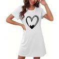 thumbnail image 4 of Amzcrzy Pyjamas pour Femmes Mode Imprimé Cœur Robe Valentines Day Décontractée Confortable Manches Courtes Chemises de Nuit pour Femmes Cadeaux Valentines Day, 4 of 5