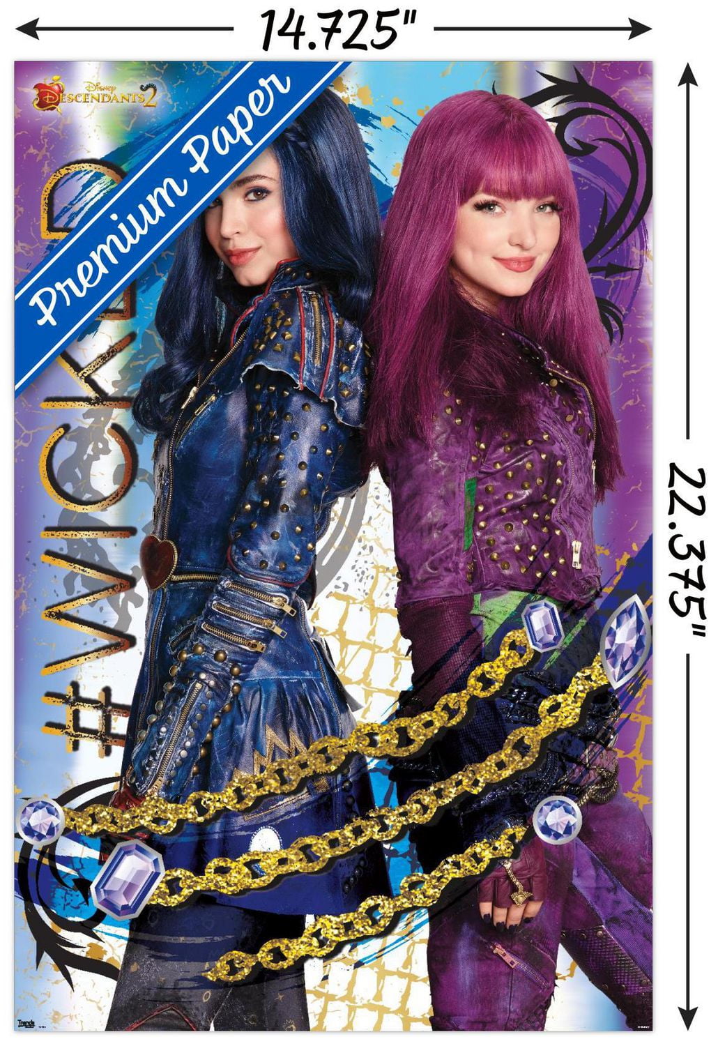 Disney Descendants 2 - Wicked Wall Poster, 14.725" x 22.375" Framed
