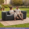 thumbnail image 2 of Gymax Double Inflatable Couch Portable Blow Up Sofa w/ Detachable Cover Grey, 2 of 10