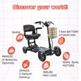 thumbnail image 4 of Durable Heavy Duty 4 Wheel Mobility Scooter for Seniors & Adult - Compact Electric Wheelchair w/ Huge Seat Space - 300 lbs Capacity - Matte Sky Blue, 4 of 9