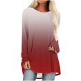 thumbnail image 2 of Wiyuqeen T-Shirts à Manches Raglan Longues pour Femmes Chic Décontracté Col Rond Chandail Doux Tendance Couleur Dégradée Chandails à Manches Longues Automne Amples Fluides Longues Tuniques, 2 of 5