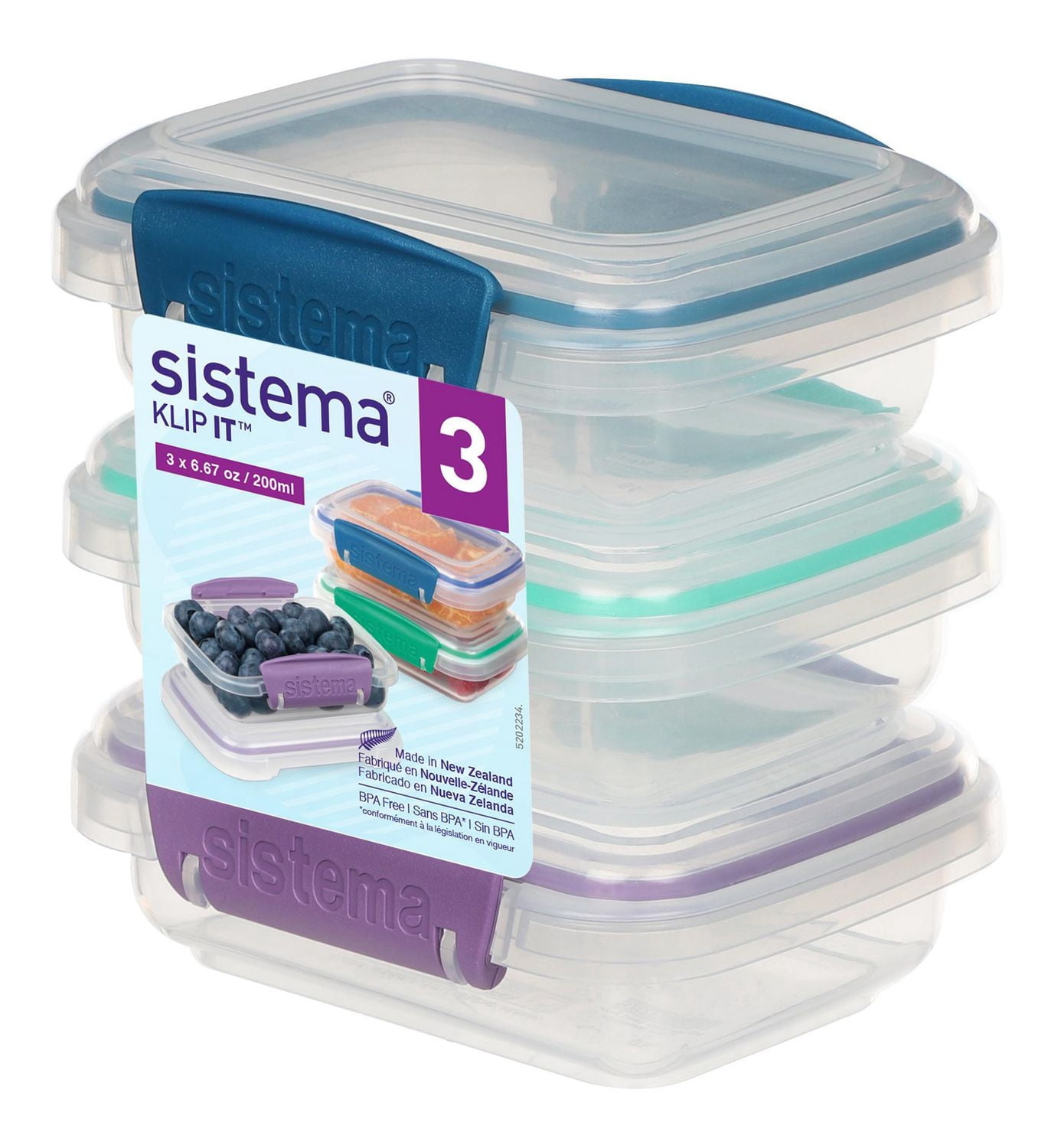 Sistema Klip It Food Storage Containers, Colour May Vary