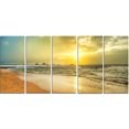 thumbnail image 2 of Bright Yellow Sunset Beach Panorama - Modern Seascape Canvas Artwork, 2 of 3