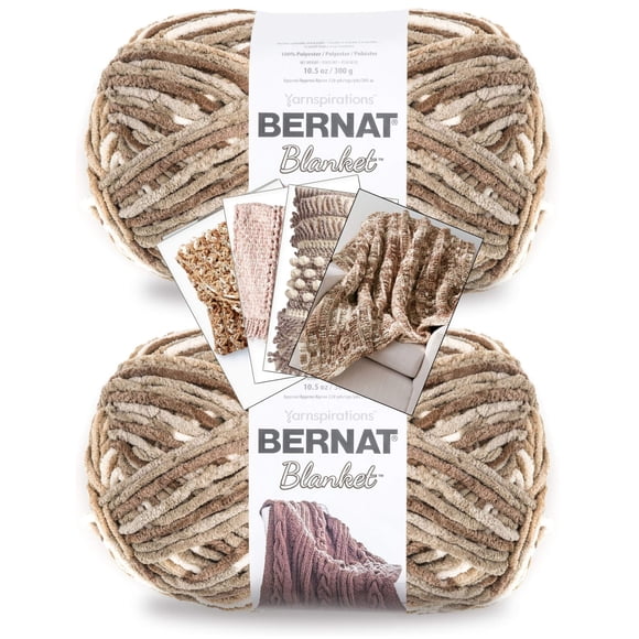 Bernat Blanket Yarn - Big Ball (10.5 oz) - 2 Pack with Patterns (Sonoma)