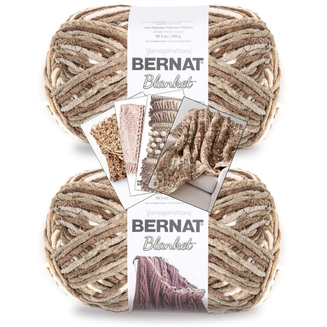 Bernat Blanket Yarn - Big Ball (10.5 oz) - 2 Pack with Patterns (Sonoma)