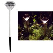 Wuztai Solar Lawn Light, Stainless Steel Diamond Ground Lamp, Outdoor Garden Solar Lights with Fence Projection for Pathway Patio Decoration